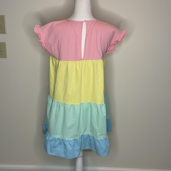 Simply Southern Colorblock Pastel Babydoll Dress with Ruffle Sleeves. Small. EUC - Picture 4 of 10